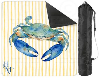 Travel Mahjong Mat Monogram Blue Crab Mini Mat 20.9"x20.9"