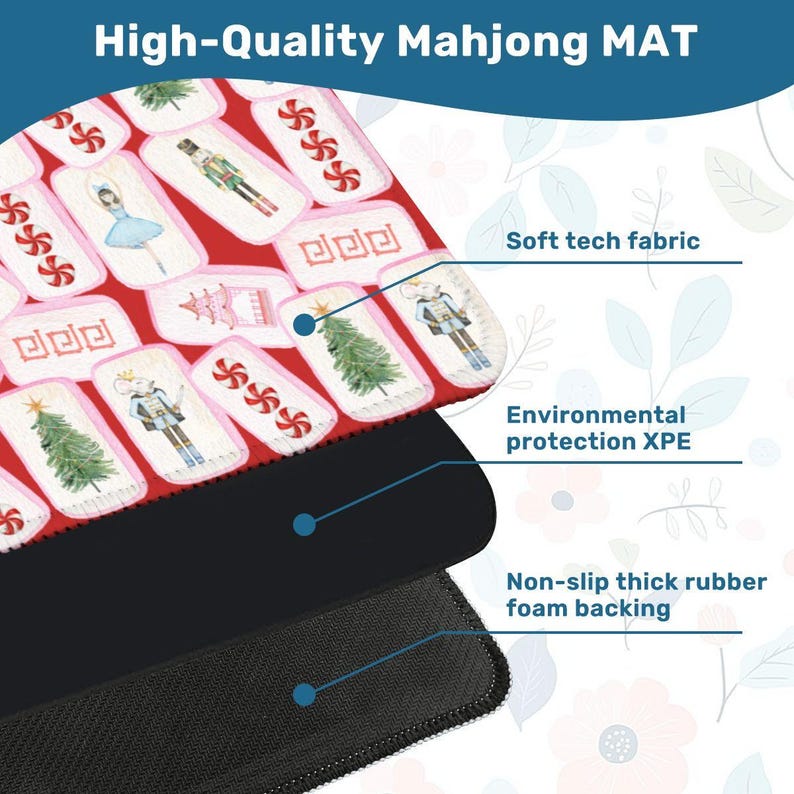 Travel Mahjong Mat Christmas Tiles Mini Mat 20.9"x20.9" image 4
