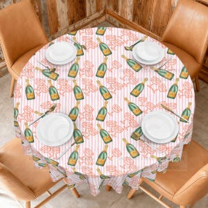 Champagner und Pink gestreifte runde Tischdecke 60 "Made in USA