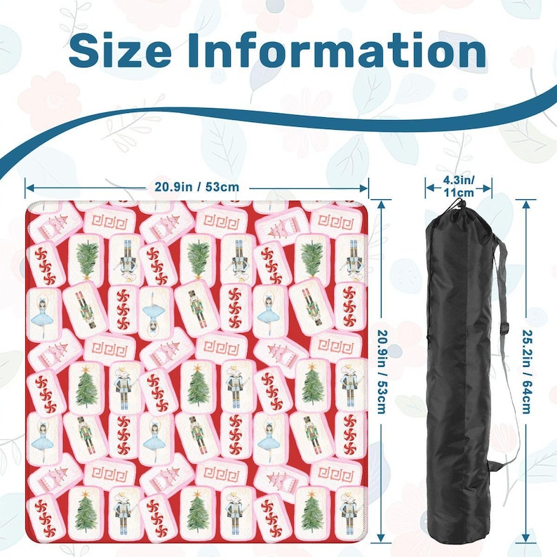 Travel Mahjong Mat Christmas Tiles Mini Mat 20.9"x20.9" image 3