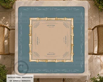 Mahjong Mat Sage Art Deco 33"x33"