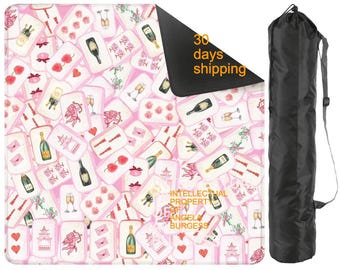Mahjong Mat Champagne, Bubbles, and Bam, 33"x33"