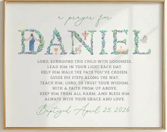 Personalized Gift for Baptism, Baptism Gift Boy, A Prayer for Godchild, Dedication Gift PRINTABLE, Baby Boy Christening, Custom Child Name