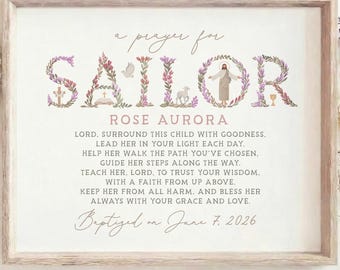 Goddaughter Dedication Art, Personalized Baby Girl Gift for Baptism, Bible Verse Prayer for Godchild, First & Middle Name Christening Print