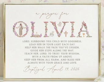 Gift for Baptism Girl, Personalized Baptism Gift, Dedication Gift PRINTABLE, A Prayer for Godchild, Girl Christening Gift, Custom Child Name