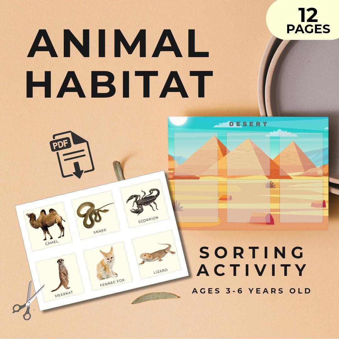 Animal Habitat Sorting Activity | Montessori Classification Printable ...
