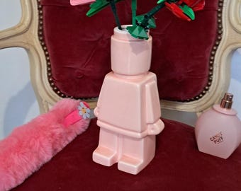 Vaso in ceramica da 20 cm, decorazione rosa per la cameretta delle bambine, statuetta, decorazione per la casa, articoli per neonati