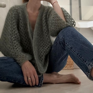 Mormors fyrkantiga kofta virkmönster PDF / Hexagon kofta överdimensionerad / Enkel nybörjare trendig kimono-handledning med foton och videoguide DIY