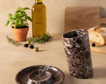 Rosso Levento Marble Wine Chiller – Handcrafted Natural Stone Cooler, Deep Red Marble Wine Bottle Holder, Unique Home Bar Decor