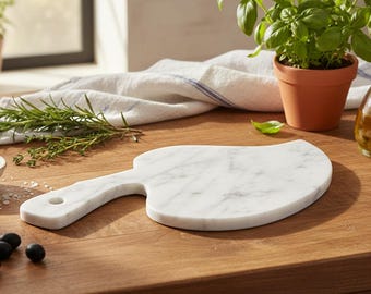 Marmor-Schneidebrett, handgefertigtes Naturstein, Küchendekor