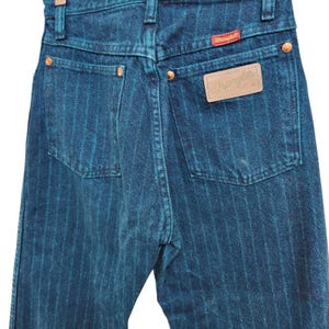 Vintage 90s Wrangler 14MWZ Cowboy Cut Jeans Made in USA Pinstripe Blue Sz 1x34 image 4