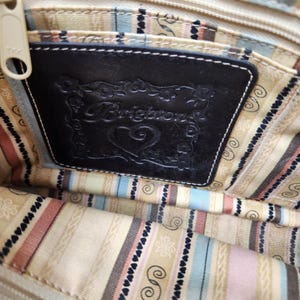 Brighton Straw Woven Shoulder Tote Black Leather Trim Heart Charm Summer Bag Vtg image 13