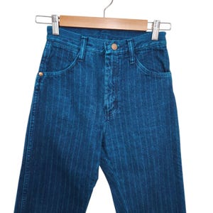 Vintage 90s Wrangler 14MWZ Cowboy Cut Jeans Made in USA Pinstripe Blue Sz 1x34 image 2