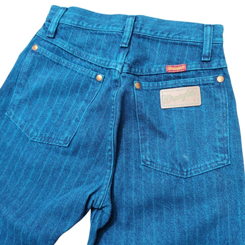 Vintage 90s Wrangler 14MWZ Cowboy Cut Jeans Made in USA Pinstripe Blue Sz 1x34 image 10