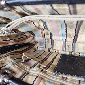 Brighton Straw Woven Shoulder Tote Black Leather Trim Heart Charm Summer Bag Vtg image 16