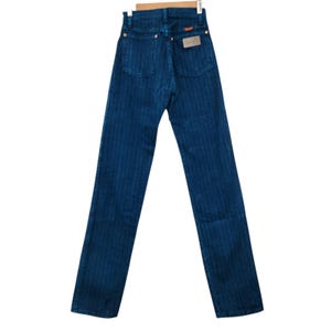 Vintage 90s Wrangler 14MWZ Cowboy Cut Jeans Made in USA Pinstripe Blue Sz 1x34 image 3