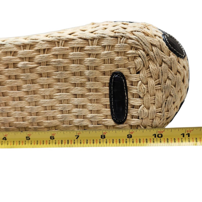 Brighton Straw Woven Shoulder Tote Black Leather Trim Heart Charm Summer Bag Vtg image 8