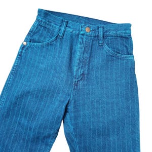 Vintage 90s Wrangler 14MWZ Cowboy Cut Jeans Made in USA Pinstripe Blue Sz 1x34 image 5