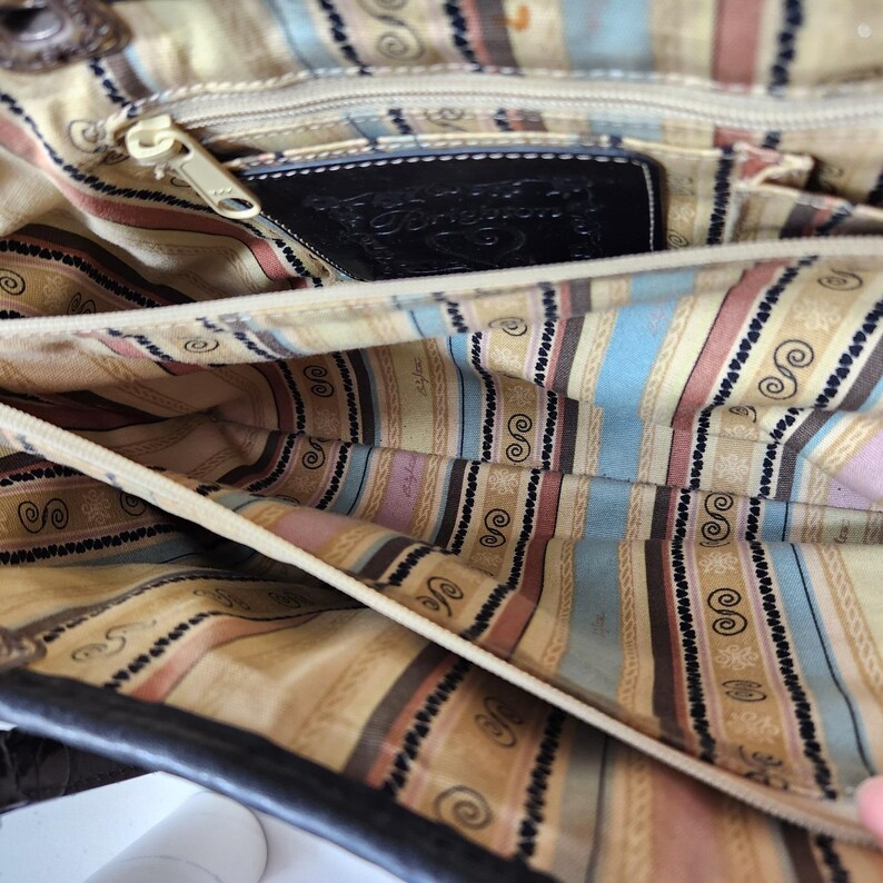 Brighton Straw Woven Shoulder Tote Black Leather Trim Heart Charm Summer Bag Vtg image 15