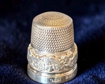 Vintage Sterling Silver James Swan Scottish Thistle Thimble hallmarked