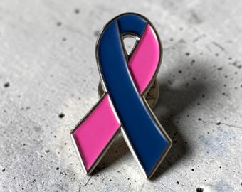 Baby Loss Awareness Ribbon Metal Pin Badge Pink & Blue