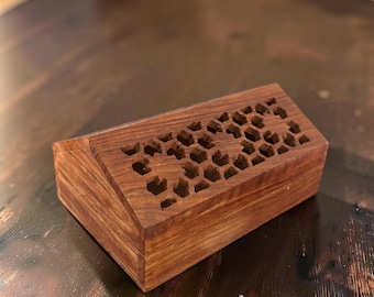 Vintage Indian Rosewood Potpourri Box Honeycomb Craftsmanship Indian Home Decor