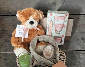 Self Love Gift Box: Teddy, Candle, Makeup Bag, Headband, Bracelet, Frame, Hand Kit
