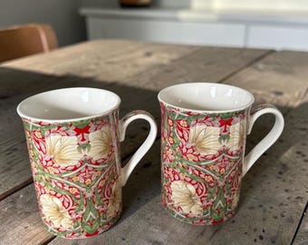 Pre-loved William Morris Pimpernel Print Mugs x 2 - Excellent condition new