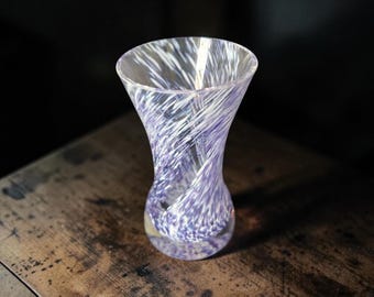 Vintage Caithness Glass Vase: Lilac Purple Swirl Scottish Thistle Bud Vase