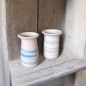 Handmade Swirl Mini Bud Vases – Pale Pink, White, Blue Pottery Home Decor