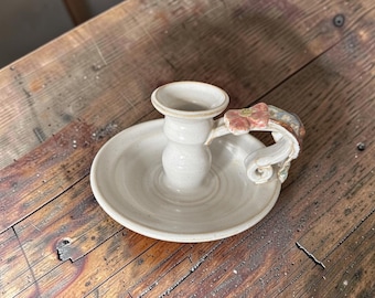 Handmade Scottish Studio Pottery Candlestick Earthenware Home Decor
