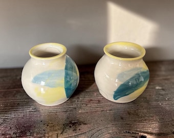 Handmade Handpainted Mini Ceramic Pots Pottery Home Decor signed