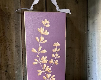 Hand Carved Wooden Plaque: Floral Decor Wall Hanging (10 inch)