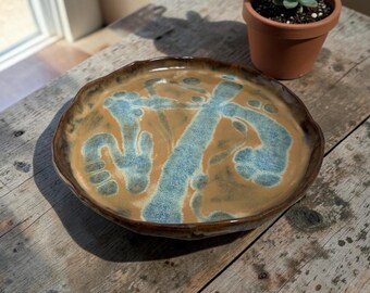 Nicola Seal Ceramic Plate: Brown Blue Scottish Decor (10 inch)