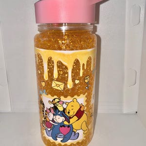 Puxador Kawaii do Ursinho Pooh e Amigos com Efeito Mel e Tampa Rosa