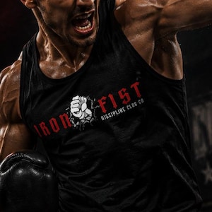 Iron Fist Gym Tank Top, Muscle Tank Men, Bodybuilding Tank, Workout Stringer, Fitness Clothing, Weightlifting Tank, Athletic Apparel,GymWear