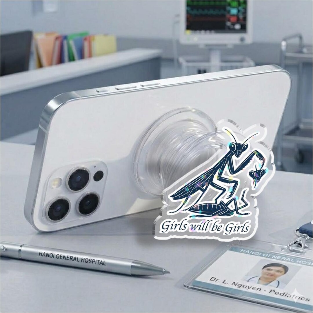 Weirdcore Insect Mantis Girls Will Be Girls Phone Grip, Dark Humor Bug Phone Holder ...