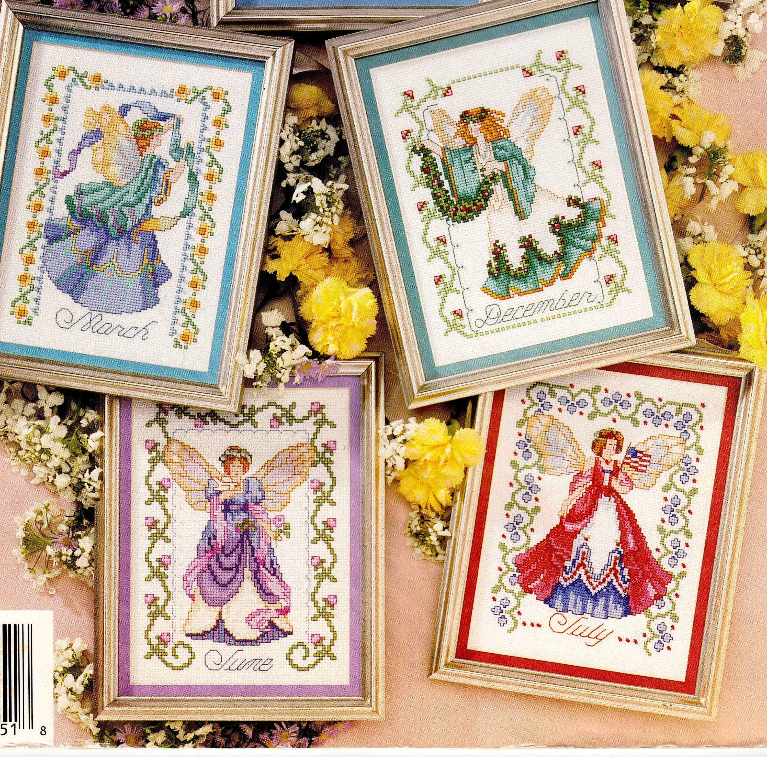 Birth Month Angel Cross Stitch Pattern Set – 12 Monthly Fairy Designs ...