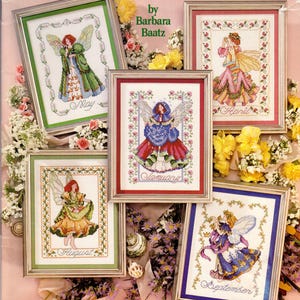 Birth Month Angel Cross Stitch Pattern Set – 12 Monthly Fairy Designs