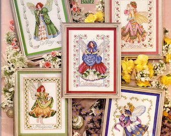Birth Month Angel Cross Stitch Pattern Set – 12 Monthly Fairy Designs