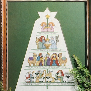Schema per punto croce dell'albero di Natale e della Natività in formato PDF