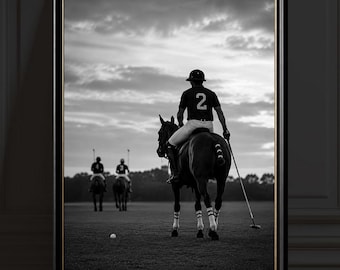 Black and White Polo Match Print – Luxury Equestrian Wall Art