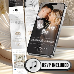 Wedding Digital Invite with trackable RSVP, Music & Countdown, Editable Canva Template, Instant download