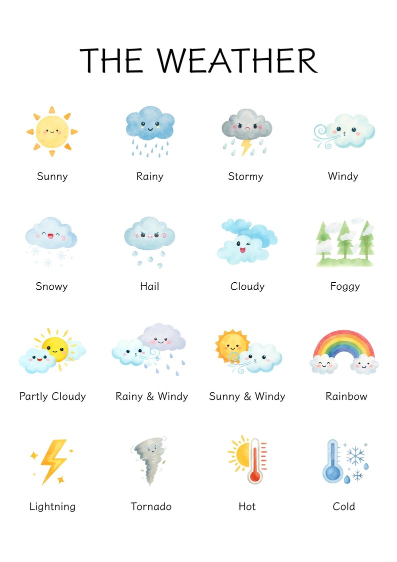 Weather Flashcards for Kids | Printable Preschool Learning Cards ...
