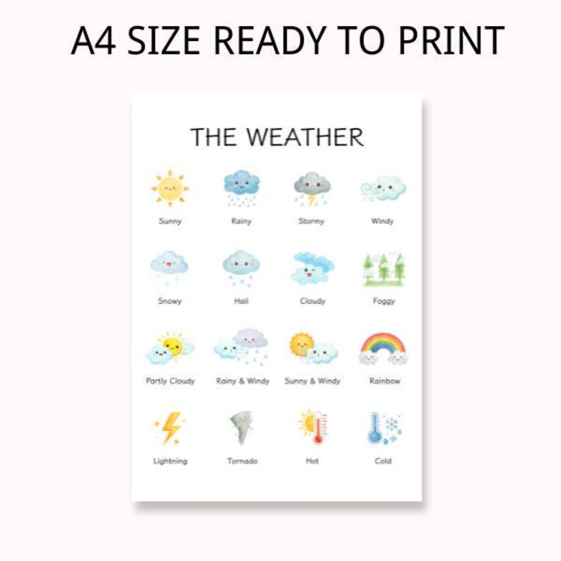 Weather Flashcards for Kids | Printable Preschool Learning Cards ...