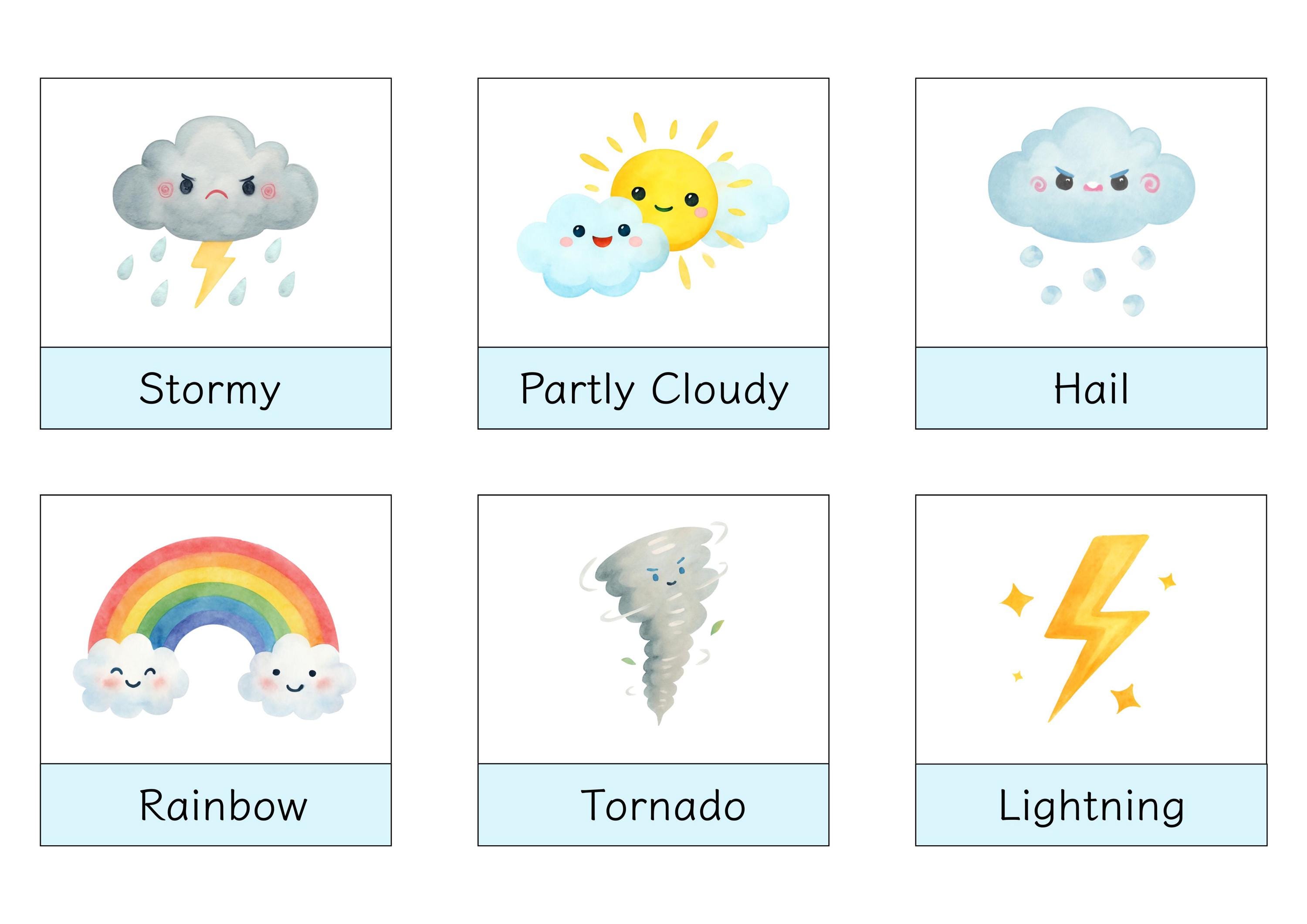 Weather Flashcards for Kids | Printable Preschool Learning Cards ...
