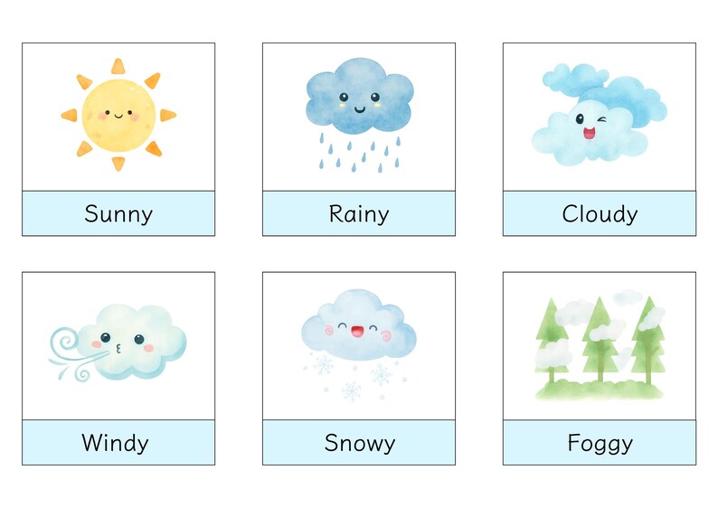 Weather Flashcards for Kids | Printable Preschool Learning Cards ...