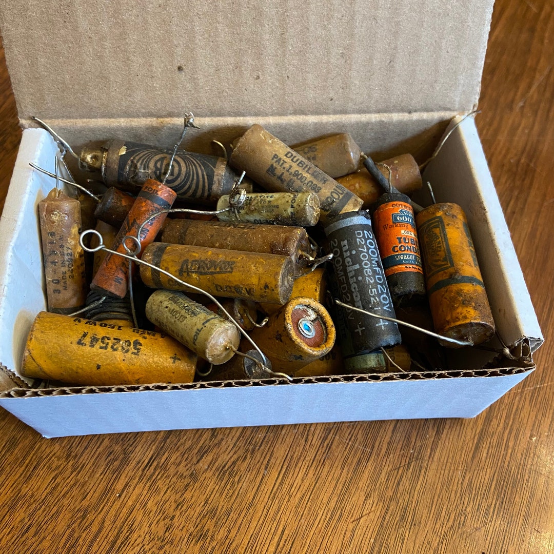 Box of Antique Radio Capacitors Etsy