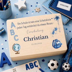 Personalisierte Erinnerungskiste Einschulung, Geschenk zur Einschulung, Holzkiste Schulbeginn, Geschenk zum Schulanfang, Memorybox,