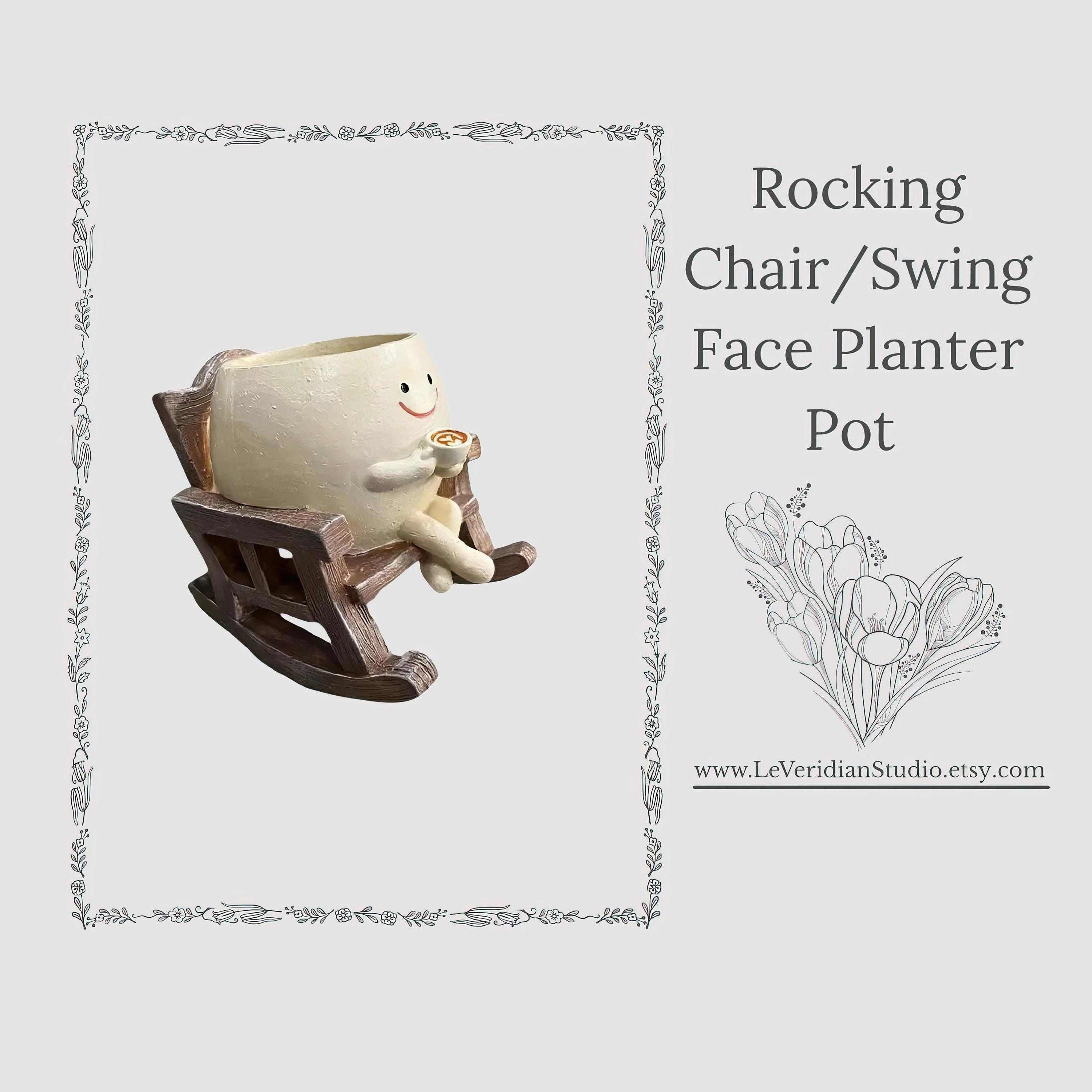Rocking Chair Vase, Smiley Face Planter, Fun Reading Succulent Pot ...